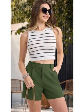 Magcomsen Breathable Tailored Shorts Olive Green Size S